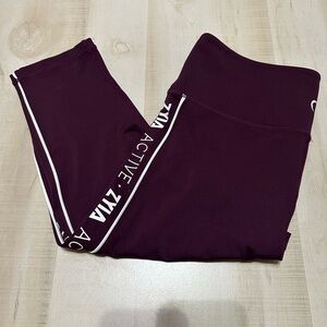 ZYIA Active Plum Logo Stripe Light N Tight Hi-Rise Crop